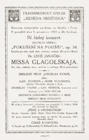 Programa del concierto del 5.12.1927, en el cual sonó como estreno mundial la "Misa glagolítica" © Museo Regional Moravo